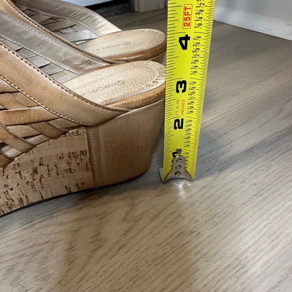 Chocolat Blu Walda Women Tan Leather Woven Platform Wedge Slide Sandals Size 7 - Picture 6 of 10